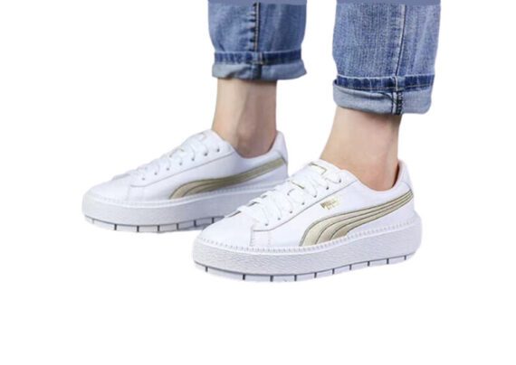 ⁦נעלי פומה- Puma suede platform rihanna platform shoes leather-White Gold Logo⁩ – תמונה ⁦3⁩