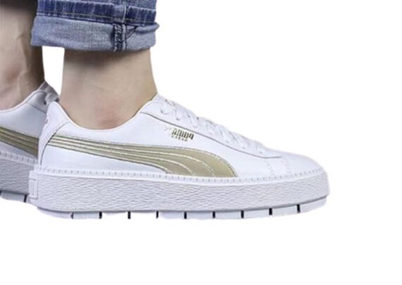 ⁦נעלי פומה- Puma suede platform rihanna platform shoes leather-White Gold Logo⁩ – תמונה ⁦5⁩