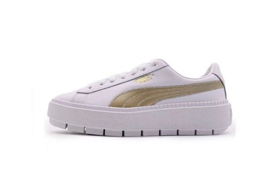 נעלי פומה- Puma suede platform rihanna platform shoes leather-White Gold Logo