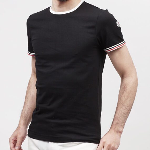 ⁦מונקלר-MONCLER SHORT T-SHIRT MEN SIDE LOGO BLACK⁩ – תמונה ⁦3⁩