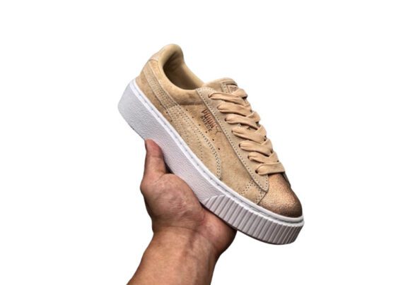 ⁦נעלי פומה- puma platform shoes top pog leather gold head silver hesd frosted hesd flash drill bit-Cashmere⁩ – תמונה ⁦5⁩