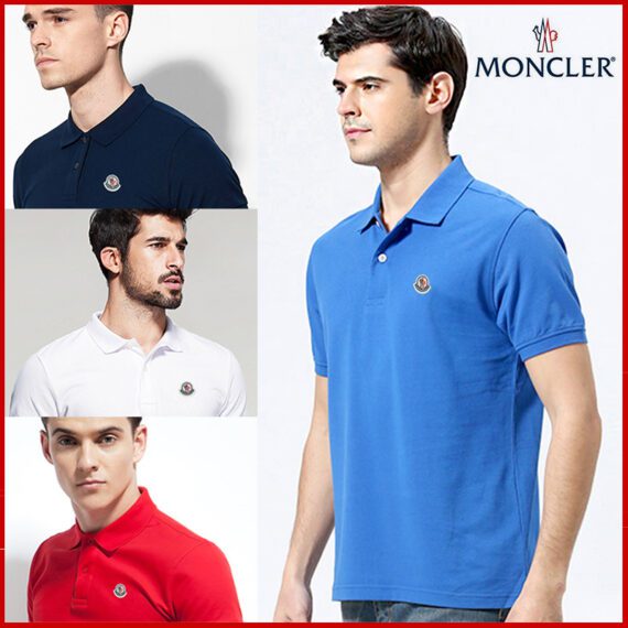 ⁦MONCLER POLO SHORT MEN LOGO SIDE BLACK AND BLUE⁩ – תמונה ⁦3⁩