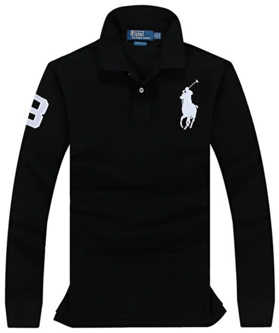 ראלף לורן-RALPH LAUREN POLO TSHIRT MEN LONG BIG PONY - BLACK