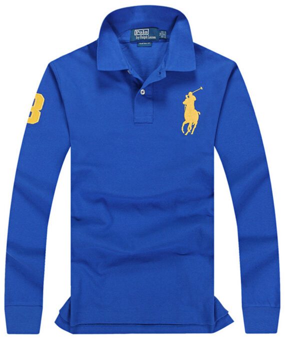 ראלף לורן-RALPH LAUREN POLO TSHIRT MEN LONG BIG PONY - Blue