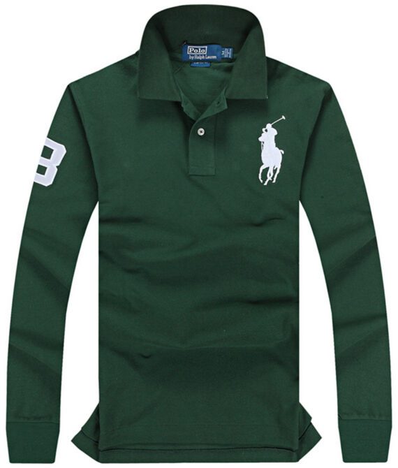 ראלף לורן-RALPH LAUREN POLO TSHIRT MEN LONG BIG PONY - Bottle Green