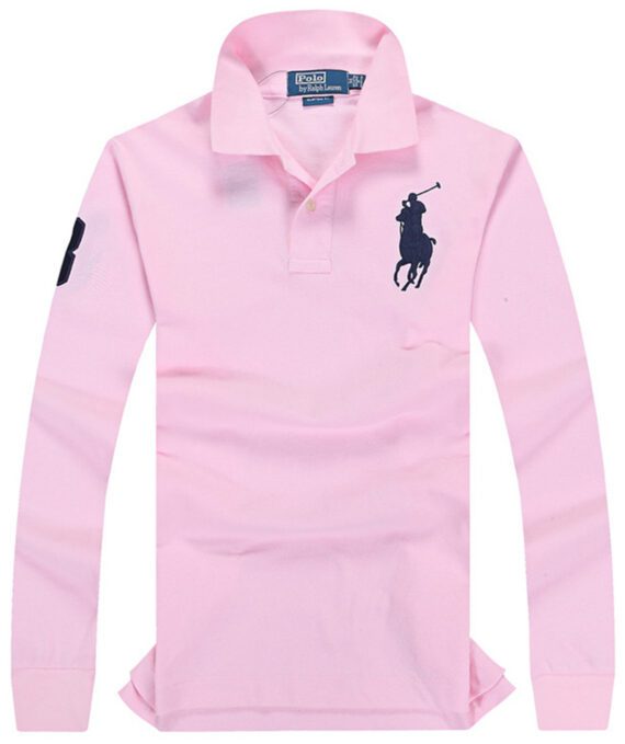 ראלף לורן-RALPH LAUREN POLO TSHIRT MEN LONG BIG PONY - LIGHT PINK