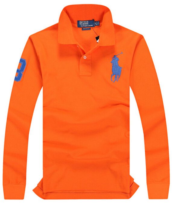 ראלף לורן-RALPH LAUREN POLO TSHIRT MEN LONG BIG PONY - Pumpkin