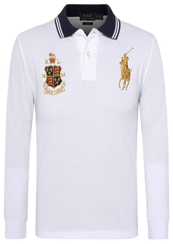 ראלף לורן-RALPH LAUREN POLO TSHIRT MEN LONG BIG PONY - WHITE