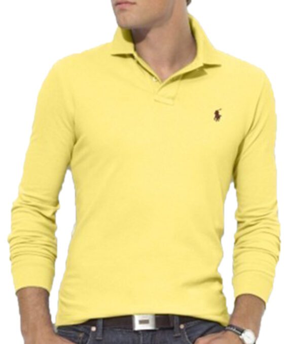 ראלף לורן-RALPH LAUREN POLO TSHIRT MEN'S LONG - Cream Brulee