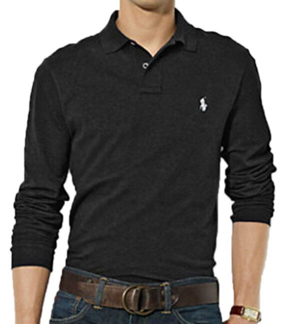 ראלף לורן-RALPH LAUREN POLO TSHIRT MEN'S LONG - Nero