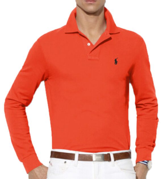 ראלף לורן-RALPH LAUREN POLO TSHIRT MEN'S LONG - RED