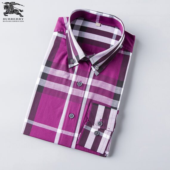 ⁦מעיל ברברי-BURBERRY BUTTON MEN - Medium Red Violet Mix⁩ – תמונה ⁦5⁩