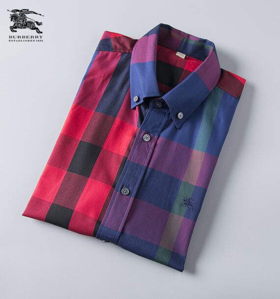 ⁦מעיל ברברי-BURBERRY BUTTON MEN - Red & Blue⁩ – תמונה ⁦5⁩