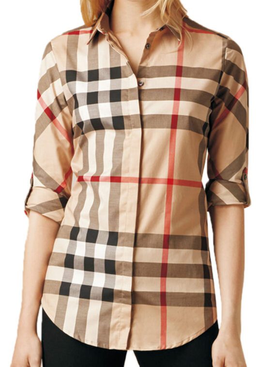 ברברי-BURBERRY WOMEN BUTTON- Tan Mix