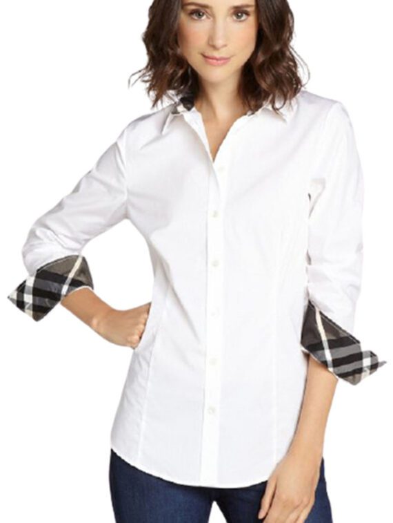 ברברי-BURBERRY WOMEN BUTTON- White Smoke