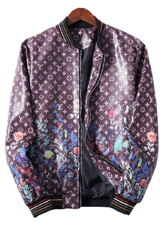 לואי ויטון-LOUIS VUITTON LEATHER JACKET MEN'S - Purple Taupe & White