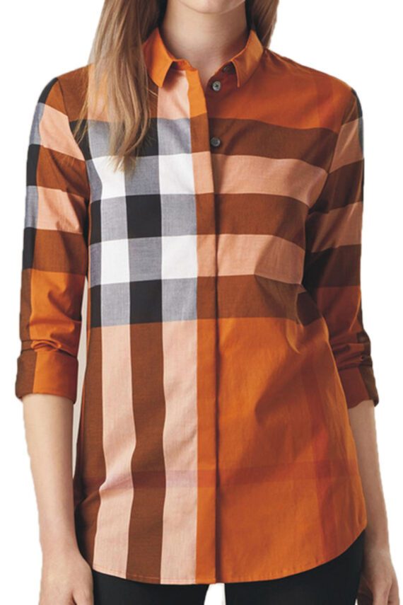 ברברי-BURBERRY WOMEN BUTTON- Burnt Sienna Mix