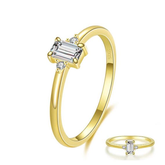 טבעת יוקרה-Gold Color Ring Hearts Arrows Zircon For Women