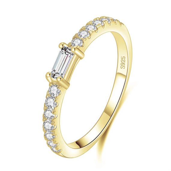 טבעת יוקרה-Gold Color Ring Hearts Arrows Zircon For Women