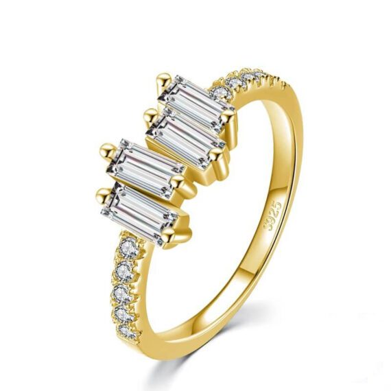 טבעת יוקרה-Gold color Ring for Women 925 Sterling  Jewelry Wedding