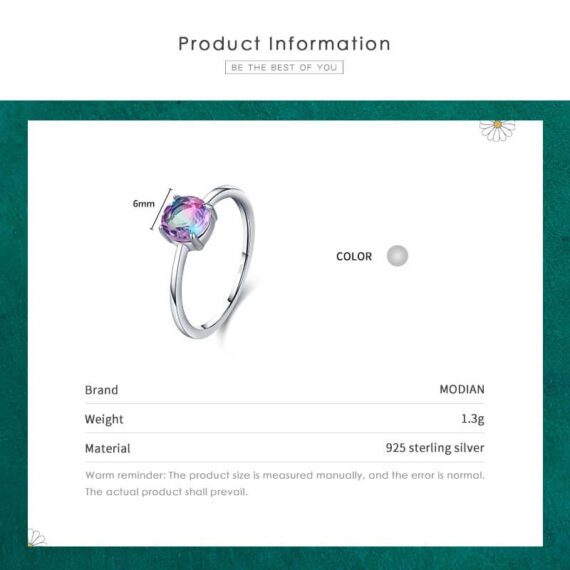 ⁦טבעת יוקרה-Silver Classic Romantic Round Sparkling Watermelon Tourmaline Finger Ring For Women⁩ – תמונה ⁦3⁩