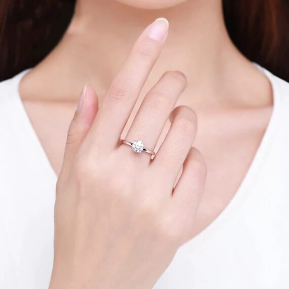 ⁦טבעת יוקרה-Silver Ring For Women Classic Wedding⁩ – תמונה ⁦2⁩