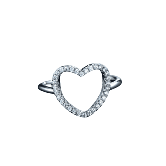 ⁦טבעת יוקרה-Silver Ring Heart Shape Classic Love Ring 5A Zircon  For Women⁩ – תמונה ⁦2⁩