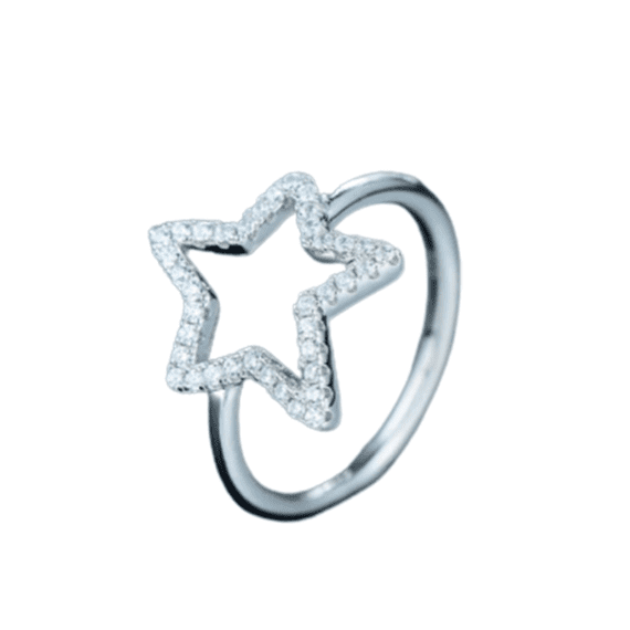 טבעת יוקרה-Silver Ring Stars Cubic Zirconia Ring For Women