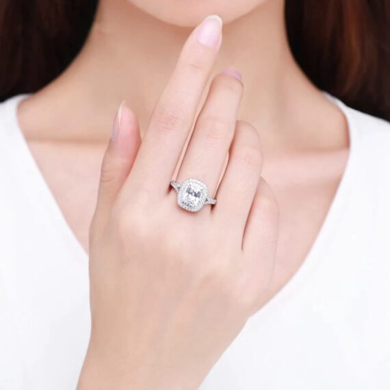 ⁦טבעת יוקרה-Silver Ring Wedding Engagement Rings For Women⁩ – תמונה ⁦2⁩