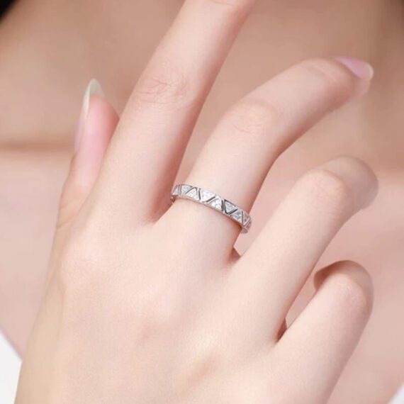 ⁦טבעת יוקרה-Silver Rings For Women Round Classic Ten Hearts Zircon Ring Romantic Wedding⁩ – תמונה ⁦2⁩