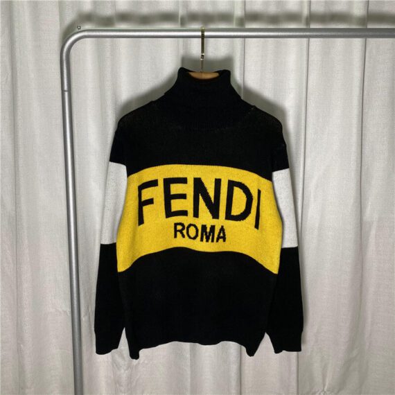 ⁦פנדי - FENDI SWETER LONG - Black & Yellow⁩ – תמונה ⁦5⁩