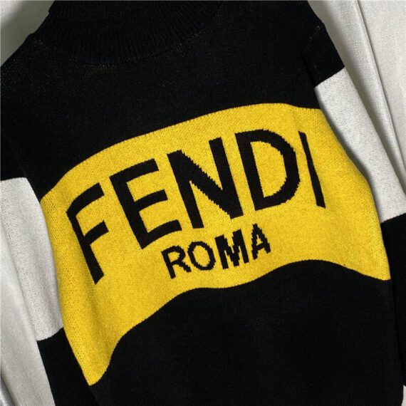 ⁦פנדי - FENDI SWETER LONG - Black & Yellow⁩ – תמונה ⁦6⁩