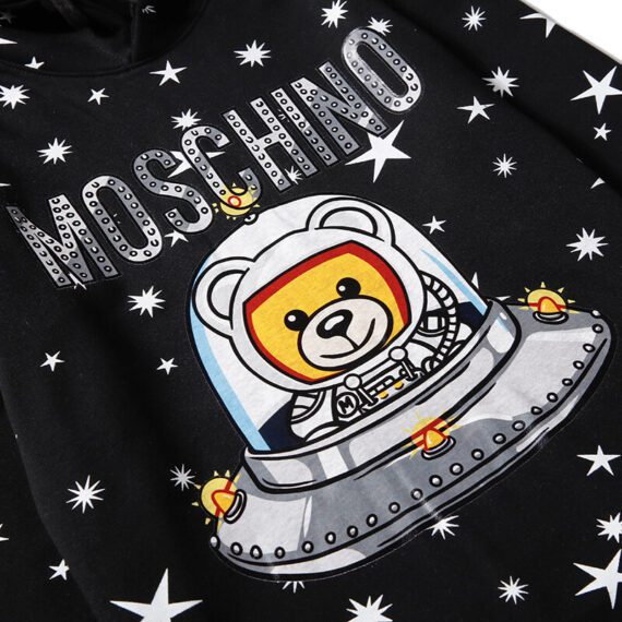 ⁦מוסקינו - MOSCHINO HOODIE - Black & White Combo⁩ – תמונה ⁦3⁩