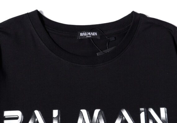 ⁦בלמן - Balmain TShirt - Black & White⁩ – תמונה ⁦4⁩