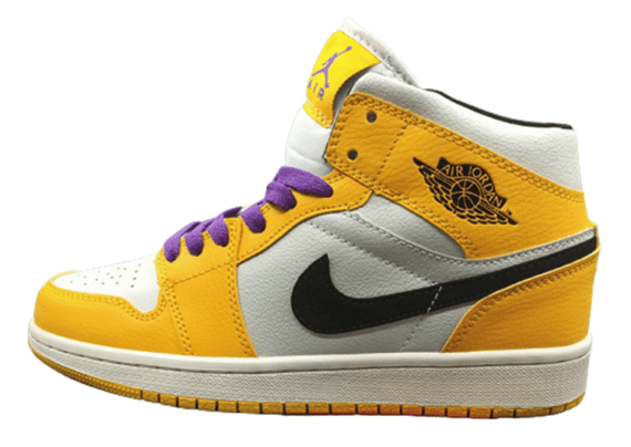 נעלי נייק-Nike Air Jordan 1 High White - Yellow