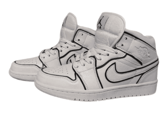 ⁦נעלי נייק-Nike Air Jordan 1 High White With Black Border⁩ – תמונה ⁦4⁩