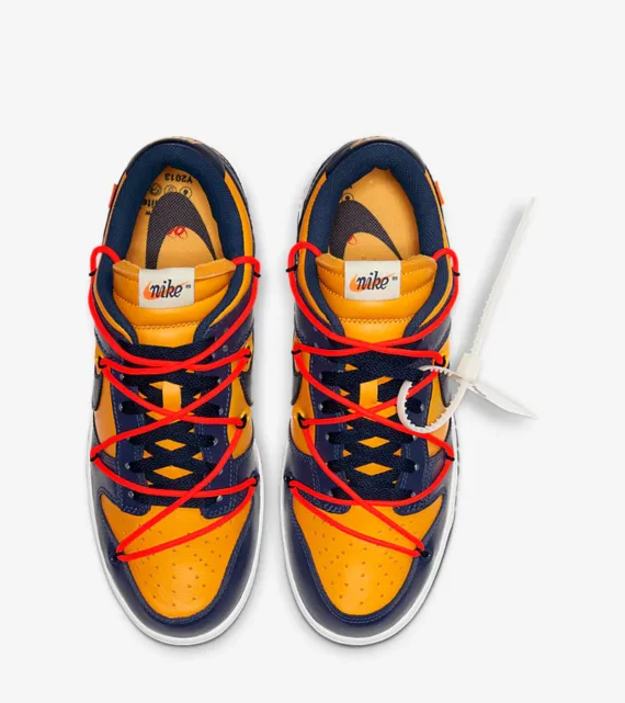 ⁦NIKE Off White Dunks Low Yellow Blue⁩ – תמונה ⁦2⁩