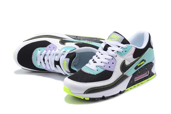 ⁦NIKE AIR MAX 90 Femme chaussures Entrainement de sport Violet Bleu Noir⁩ – תמונה ⁦2⁩