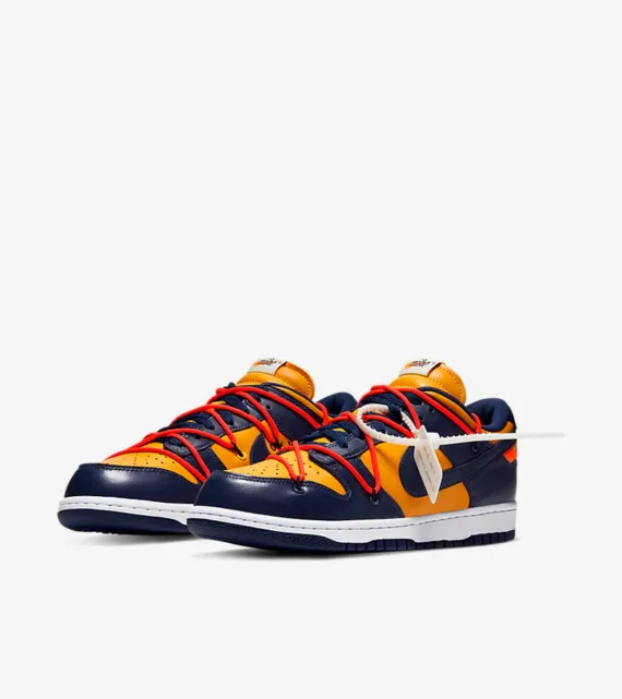 ⁦NIKE Off White Dunks Low Yellow Blue⁩ – תמונה ⁦3⁩