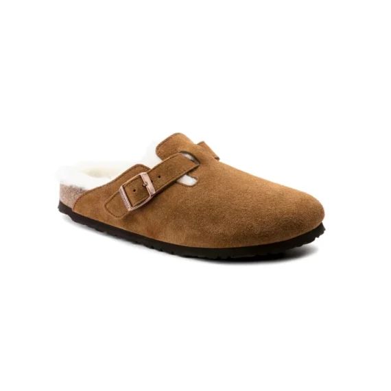 ⁦כפכפי בירקנשטוק | Birkenstock Boston Shearling Brown⁩ – תמונה ⁦4⁩