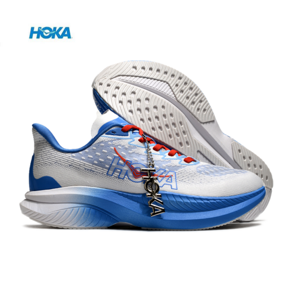 ⁦נעלי הוקה - HOKA MACH 6 White Blue⁩ – תמונה ⁦2⁩