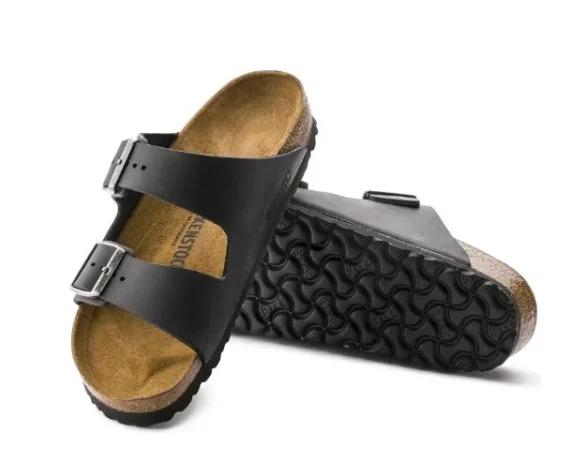 ⁦כפכפי בירקנשטוק | Birkenstock Arizona fur Leather Black⁩ – תמונה ⁦4⁩